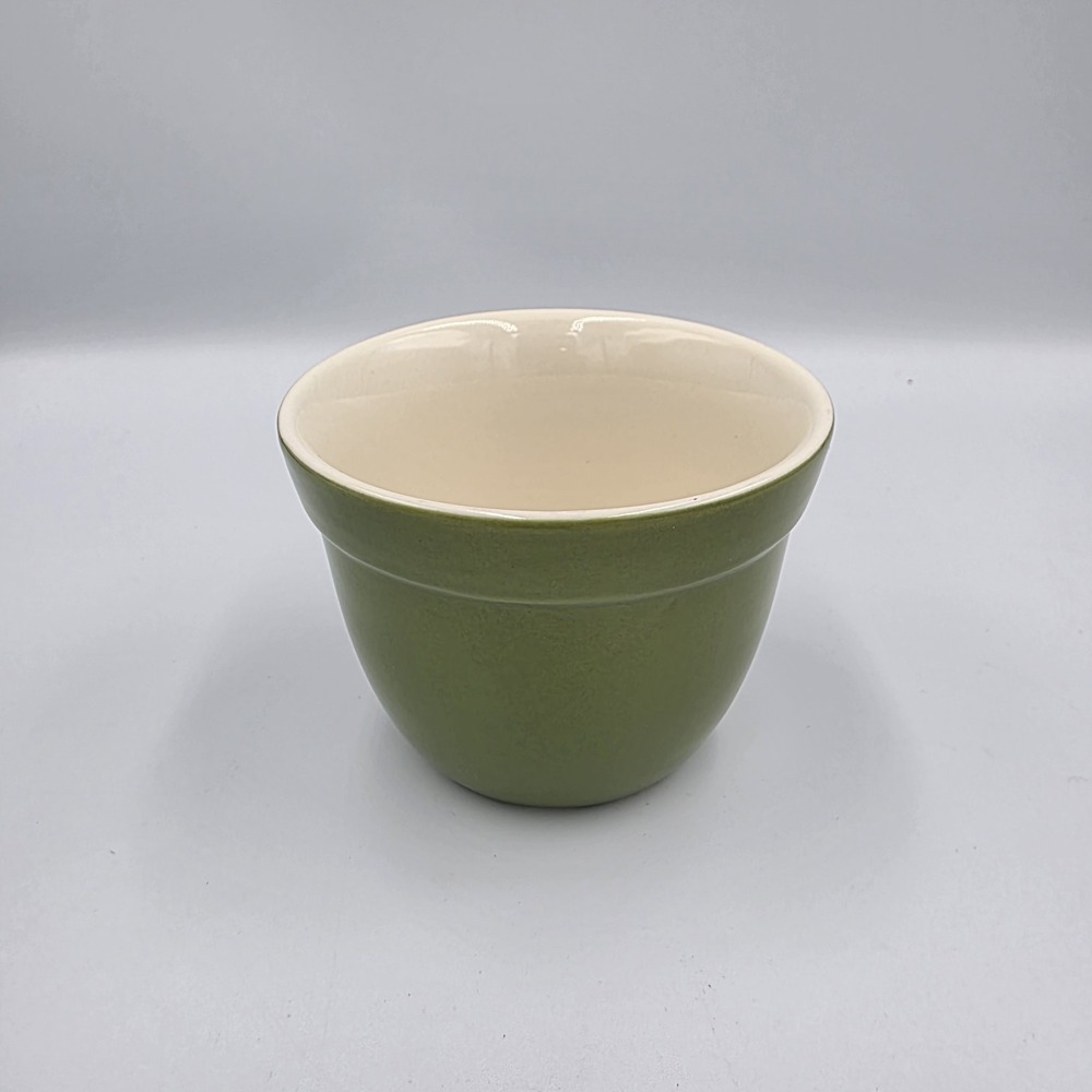Crate & Barrel Small‎ Green Bowl White Interior Ceramic Glazed  2.75"